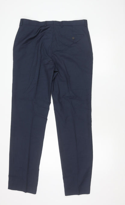 Marks and Spencer Men’s Blue Slim Fit Trousers 34x33 Business Formal