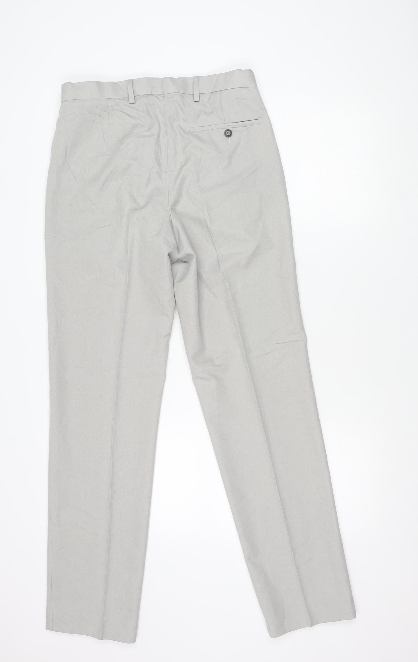 Marks and Spencer Men's Grey Regular Fit Straight Leg Trousers 30x33