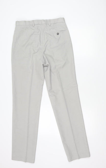 Marks and Spencer Men's Grey Regular Fit Straight Leg Trousers 30x33