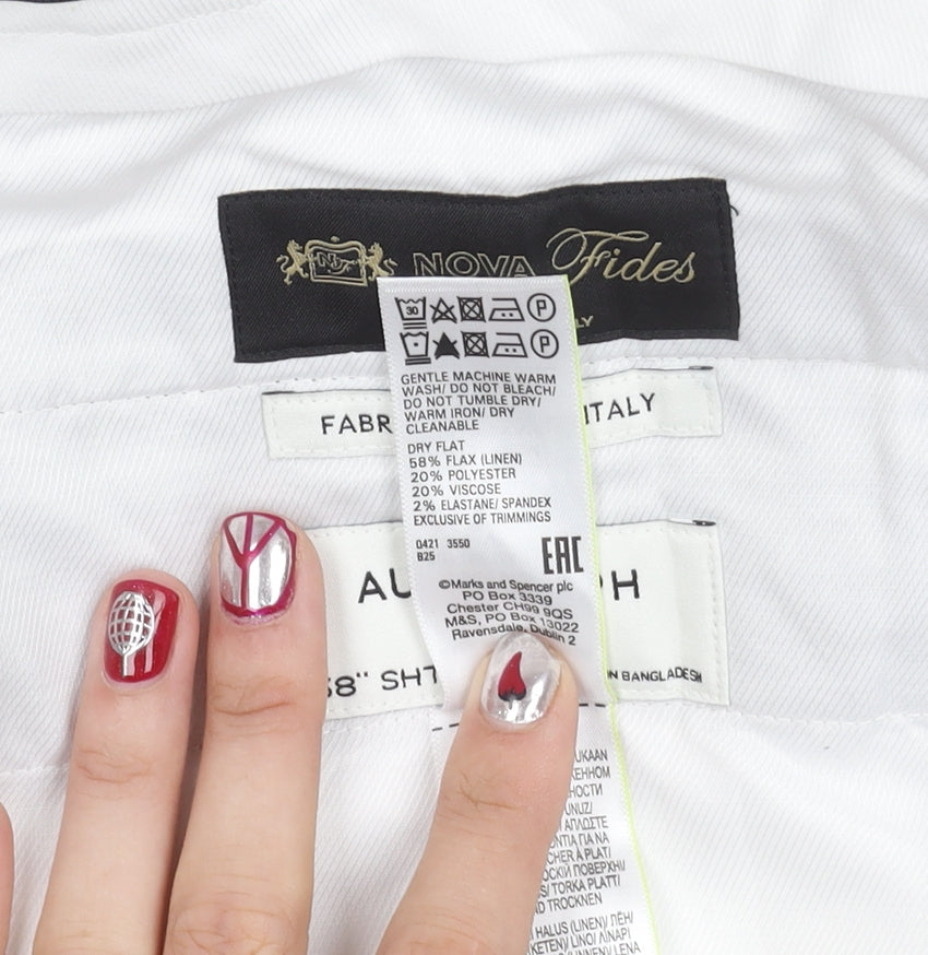 Marks and Spencer Men’s Grey Linen Blend Chino Trousers 38W 29L Regular Fit