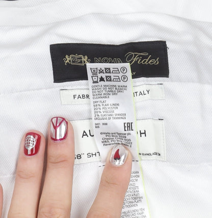 Marks and Spencer Men’s Grey Linen Blend Chino Trousers 38W 29L Regular Fit