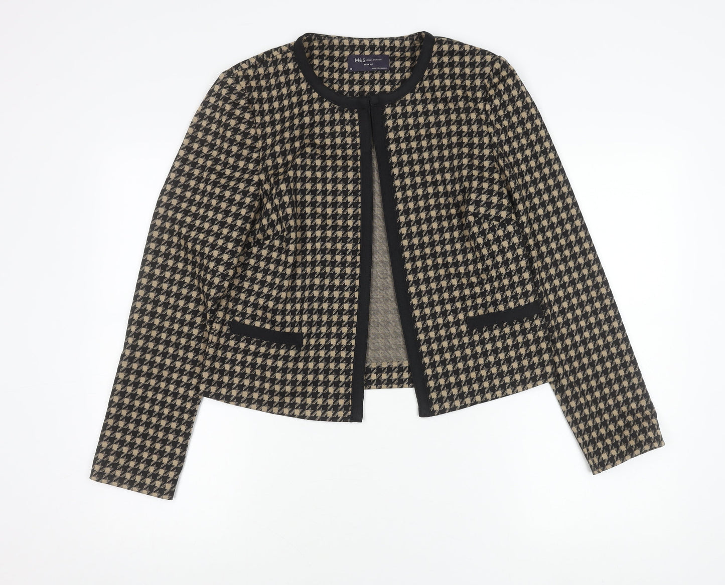 Marks and Spencer Women’s Black Houndstooth Slim Fit Blazer Size 10