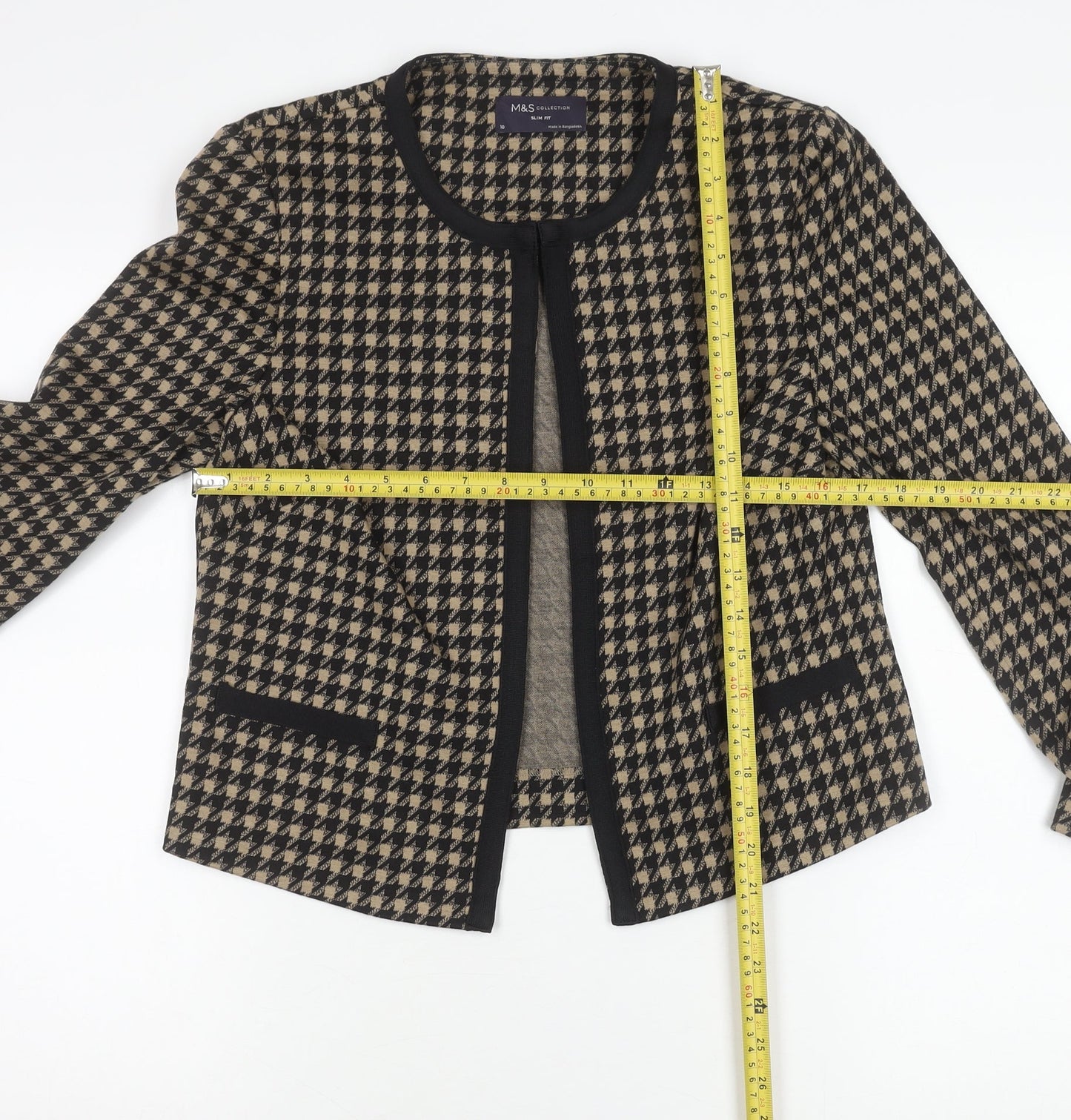 Marks and Spencer Women’s Black Houndstooth Slim Fit Blazer Size 10