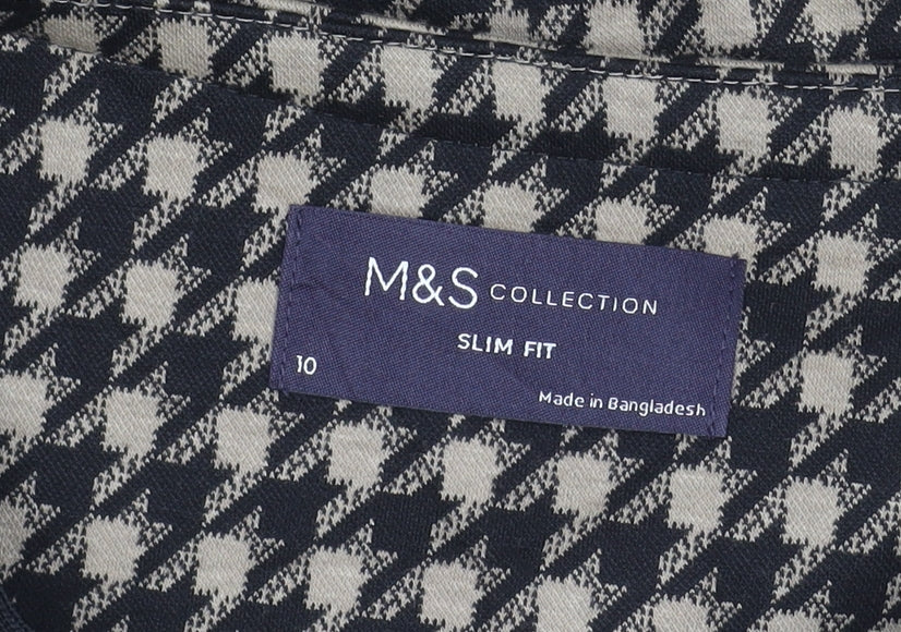 Marks and Spencer Women’s Black Houndstooth Slim Fit Blazer Size 10