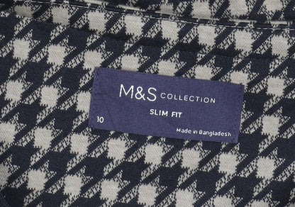 Marks and Spencer Women’s Black Houndstooth Slim Fit Blazer Size 10