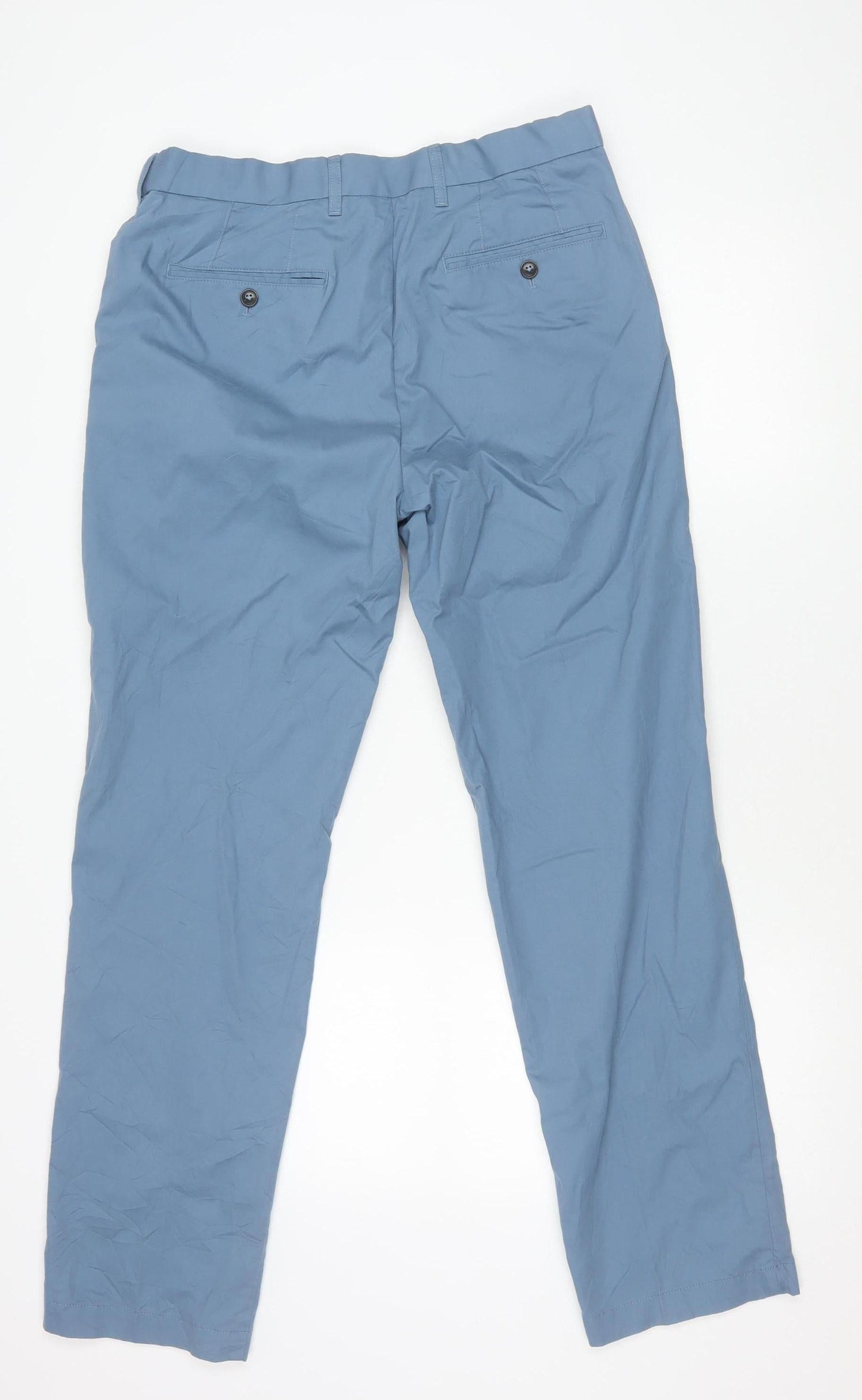 Marks and Spencer Men's Blue Chino Trousers 32W 31L Regular Fit