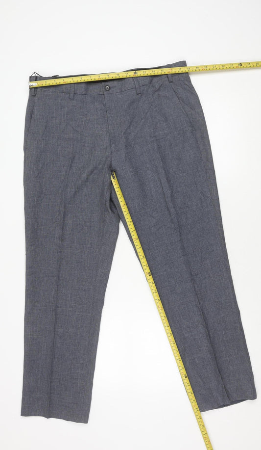 Marks and Spencer Men's Grey Chambray Trousers 36W 29L Regular Fit