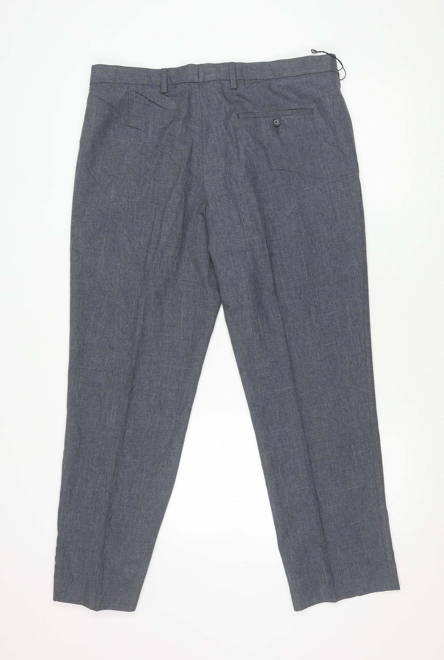 Marks and Spencer Men's Grey Chambray Trousers 36W 29L Regular Fit