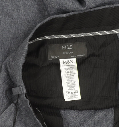 Marks and Spencer Men's Grey Chambray Trousers 36W 29L Regular Fit