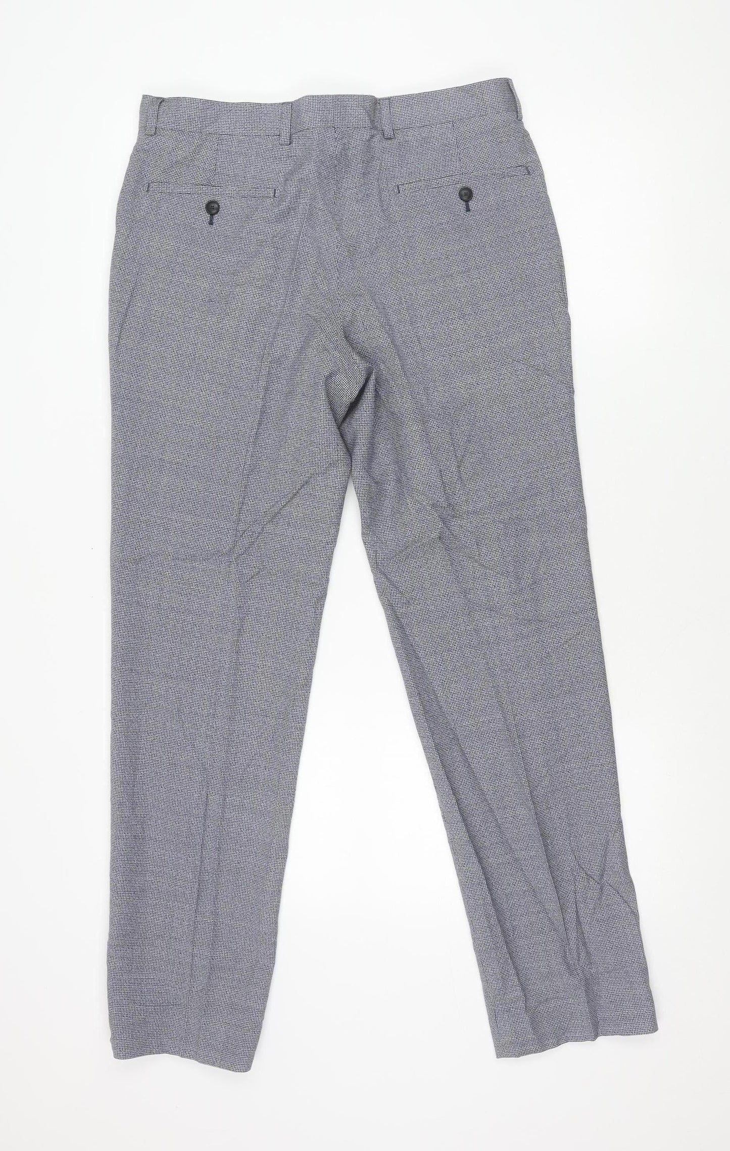 Marks and Spencer Men's Blue Check Wool Dress Pants 32x31 Slim