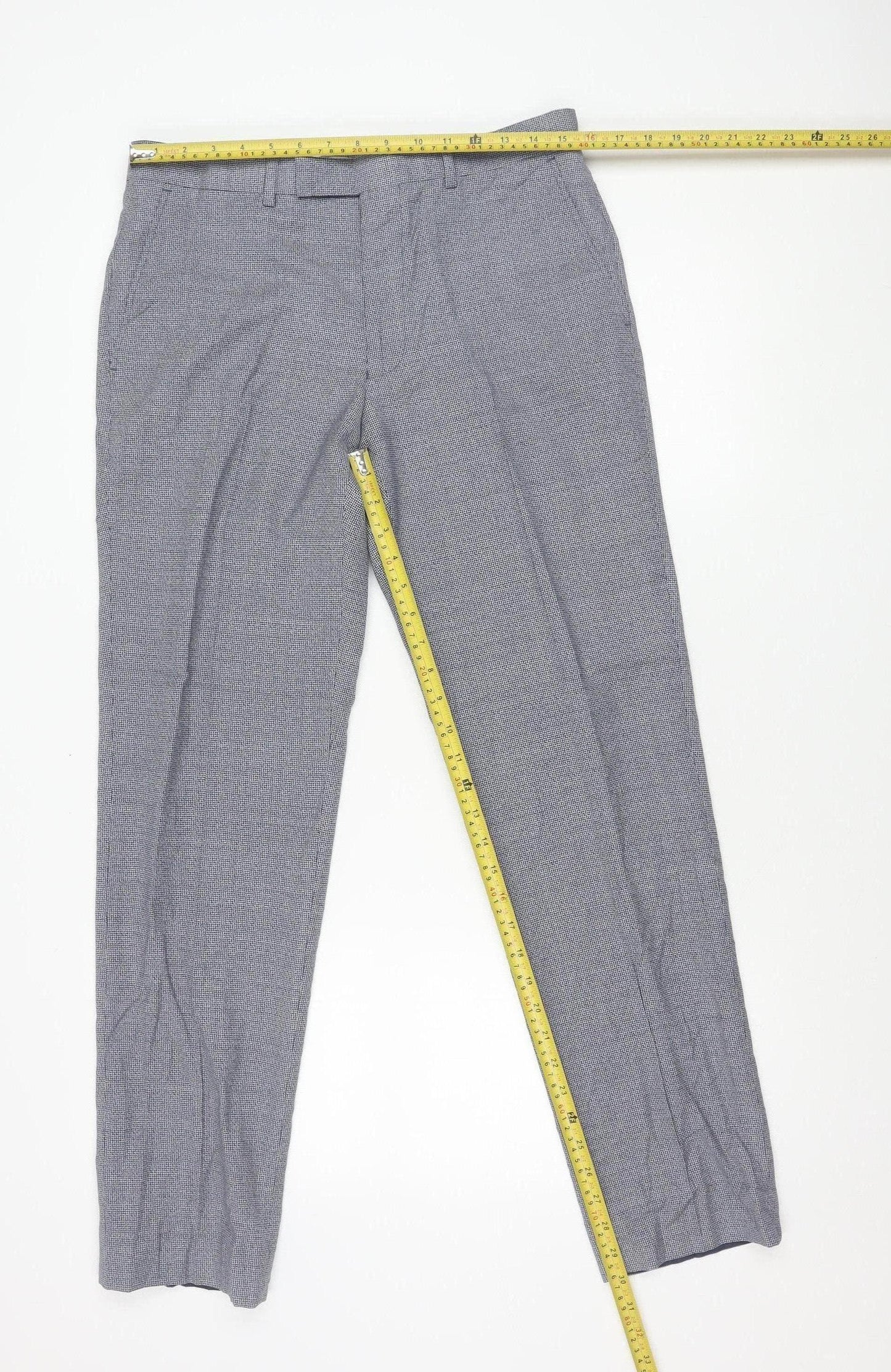 Marks and Spencer Men's Blue Check Wool Dress Pants 32x31 Slim