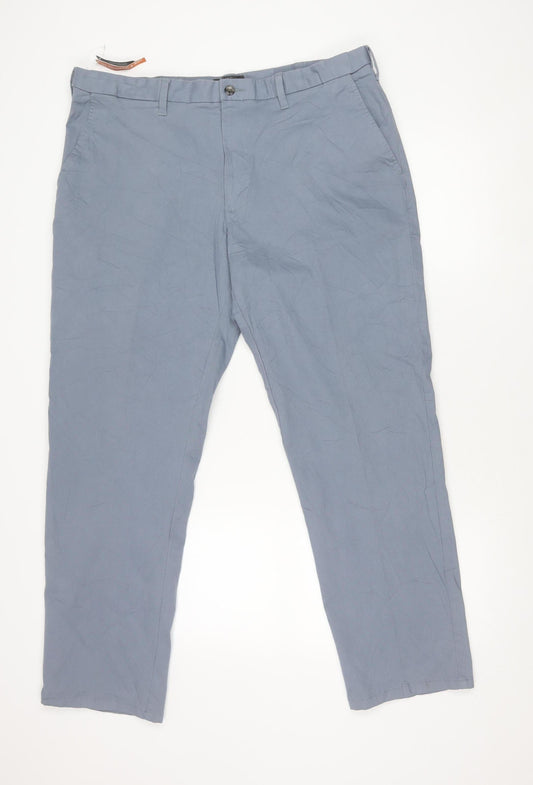 Marks and Spencer Men's Blue Regular Fit Chino Trousers 40W 31L