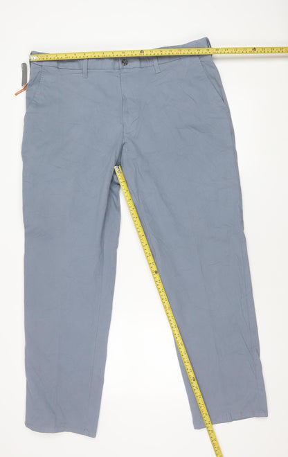 Marks and Spencer Men's Blue Regular Fit Chino Trousers 40W 31L