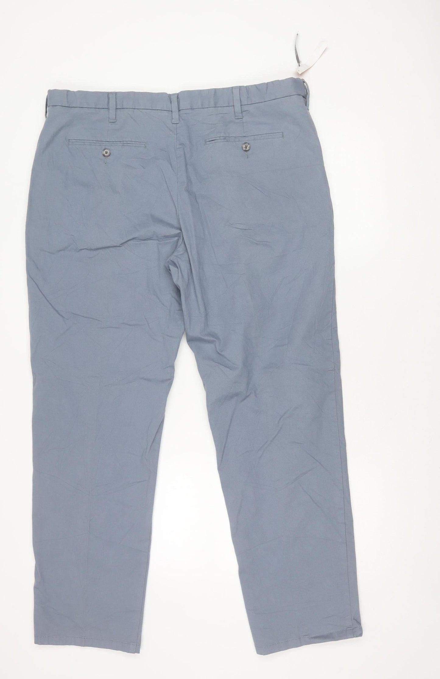 Marks and Spencer Men's Blue Regular Fit Chino Trousers 40W 31L