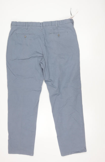 Marks and Spencer Men's Blue Regular Fit Chino Trousers 40W 31L