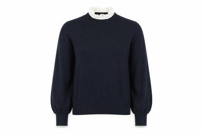 Earth Music & Ecology Women's Black M Pullover Jumper High Neck Ruffle