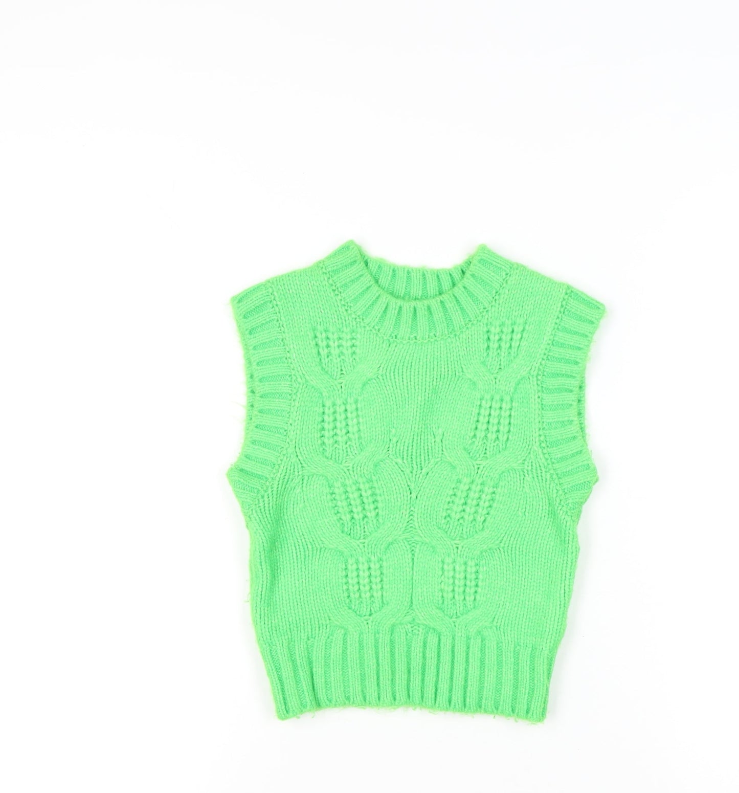 Womens UK Size 4 COLLUSION Green Vest Jumper