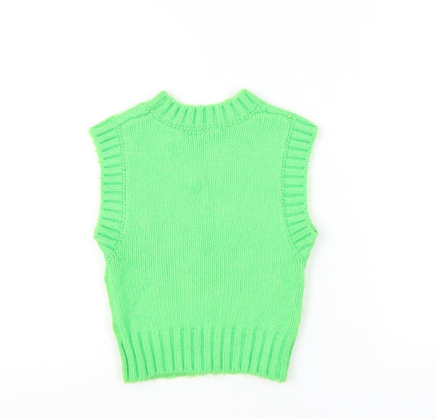 Womens UK Size 4 COLLUSION Green Vest Jumper