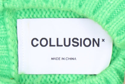 Womens UK Size 4 COLLUSION Green Vest Jumper