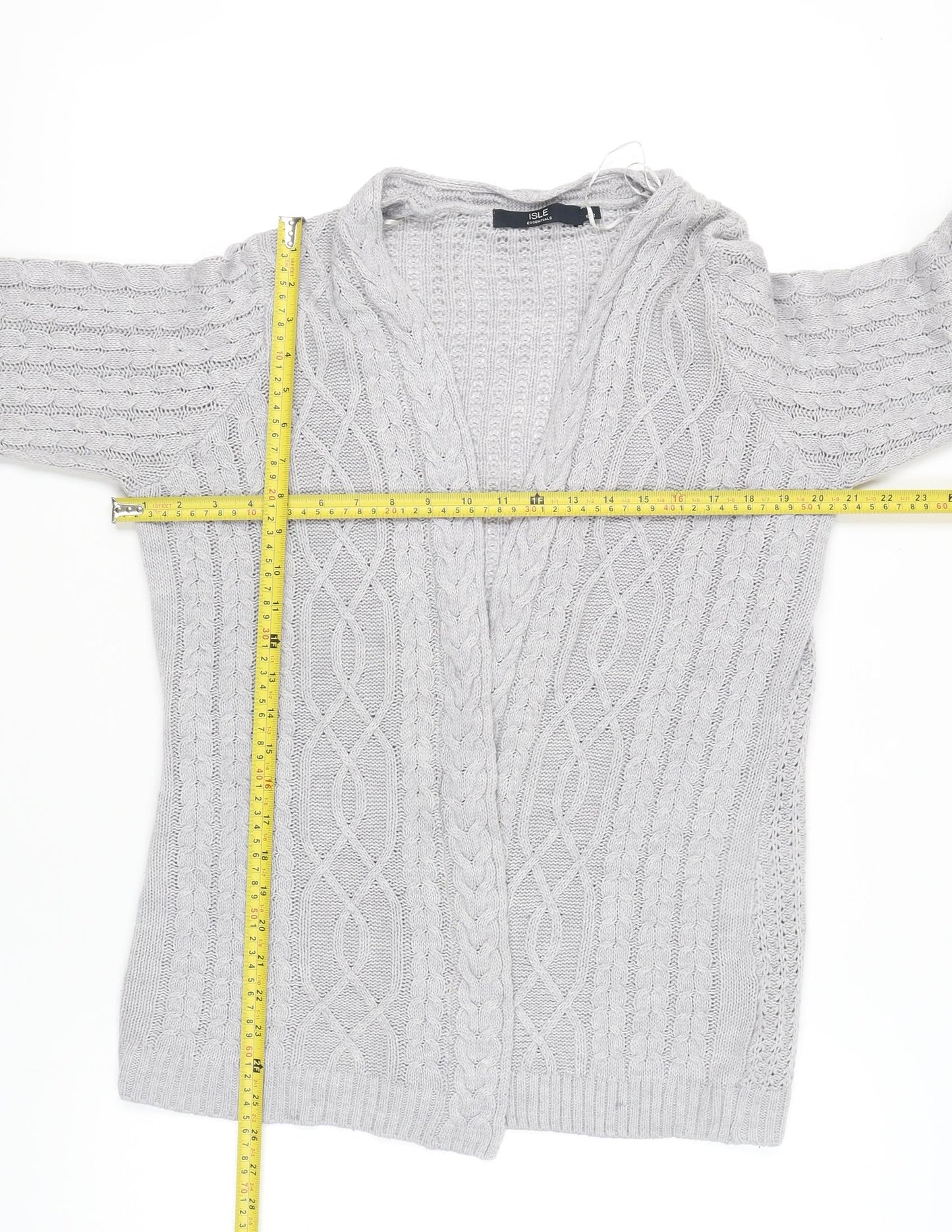 Womens UK Size S Isle Essentials Grey Cardigan Jumper