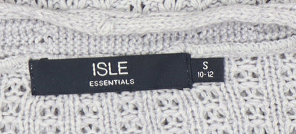 Womens UK Size S Isle Essentials Grey Cardigan Jumper