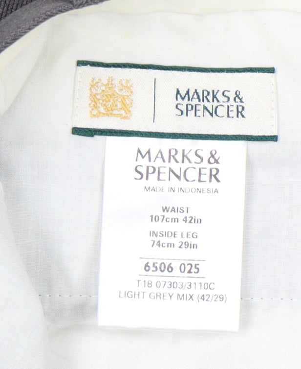 Marks and Spencer Men's Grey 42x29 Dress Pants Straight Leg