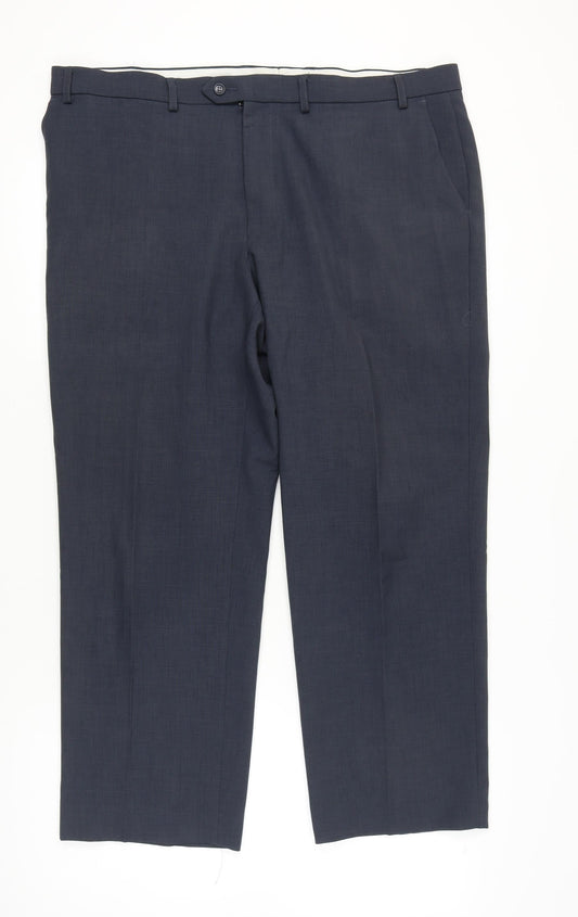 Marks and Spencer Men's Blue 42W 29L Regular Fit Dress Trousers