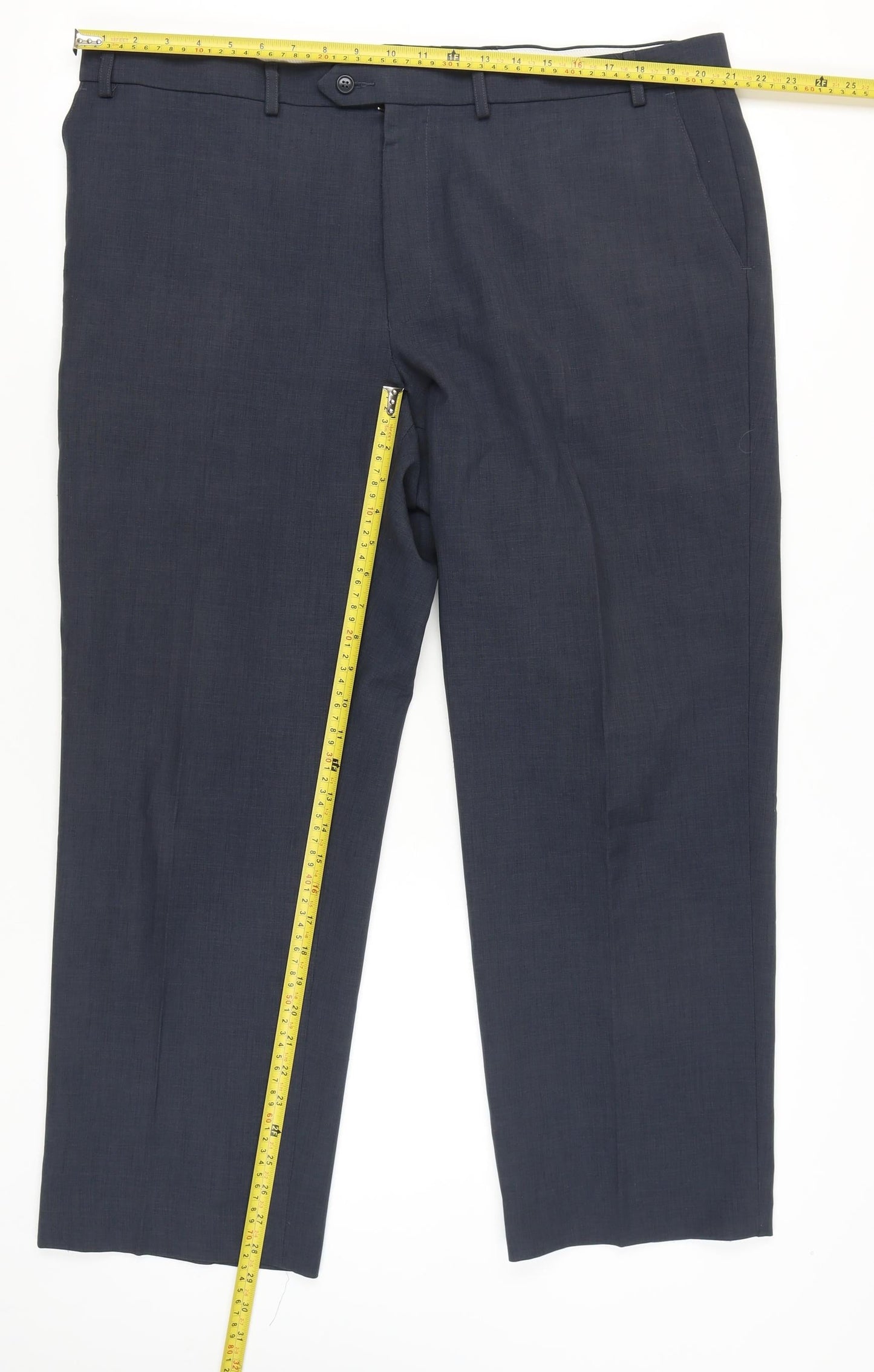 Marks and Spencer Men's Blue 42W 29L Regular Fit Dress Trousers
