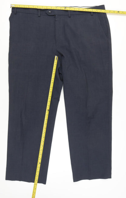 Marks and Spencer Men's Blue 42W 29L Regular Fit Dress Trousers