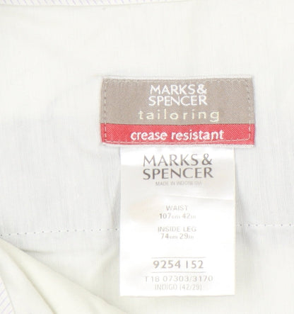 Marks and Spencer Men's Blue 42W 29L Regular Fit Dress Trousers