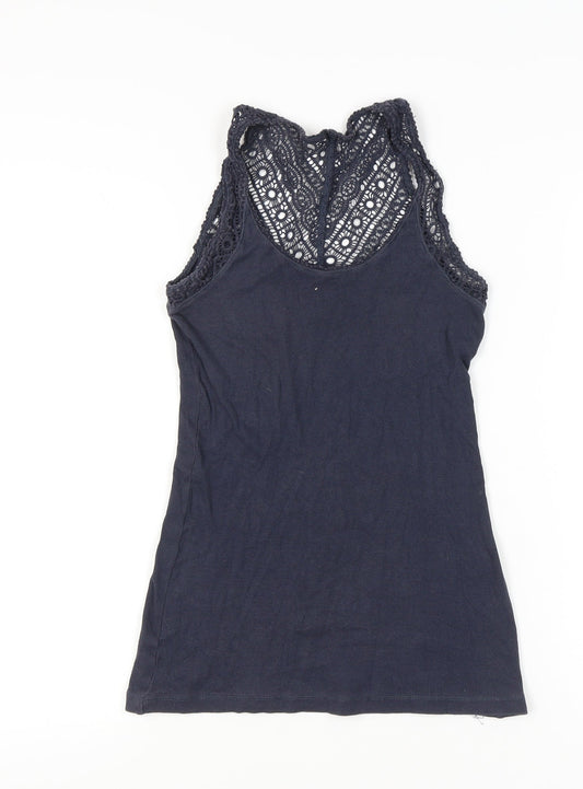 FatFace Womens Blue Lace Tank Top Size 10 Scoop Neck Summer