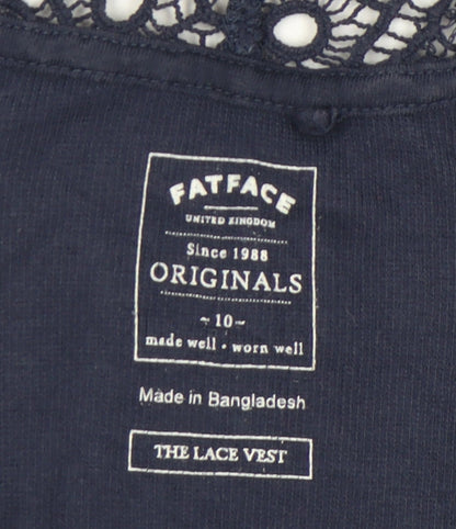 FatFace Womens Blue Lace Tank Top Size 10 Scoop Neck Summer