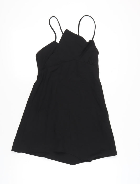 Zara Women’s Black Size 12 Slip Mini Dress V-Neck Strappy Summer Party