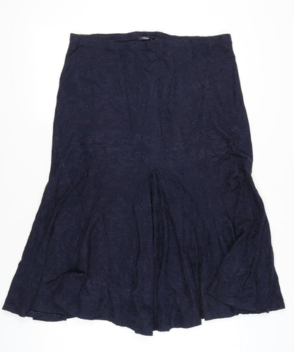 Dash Women’s Blue Midi Flare Skirt Size 14 Cotton Embroidered