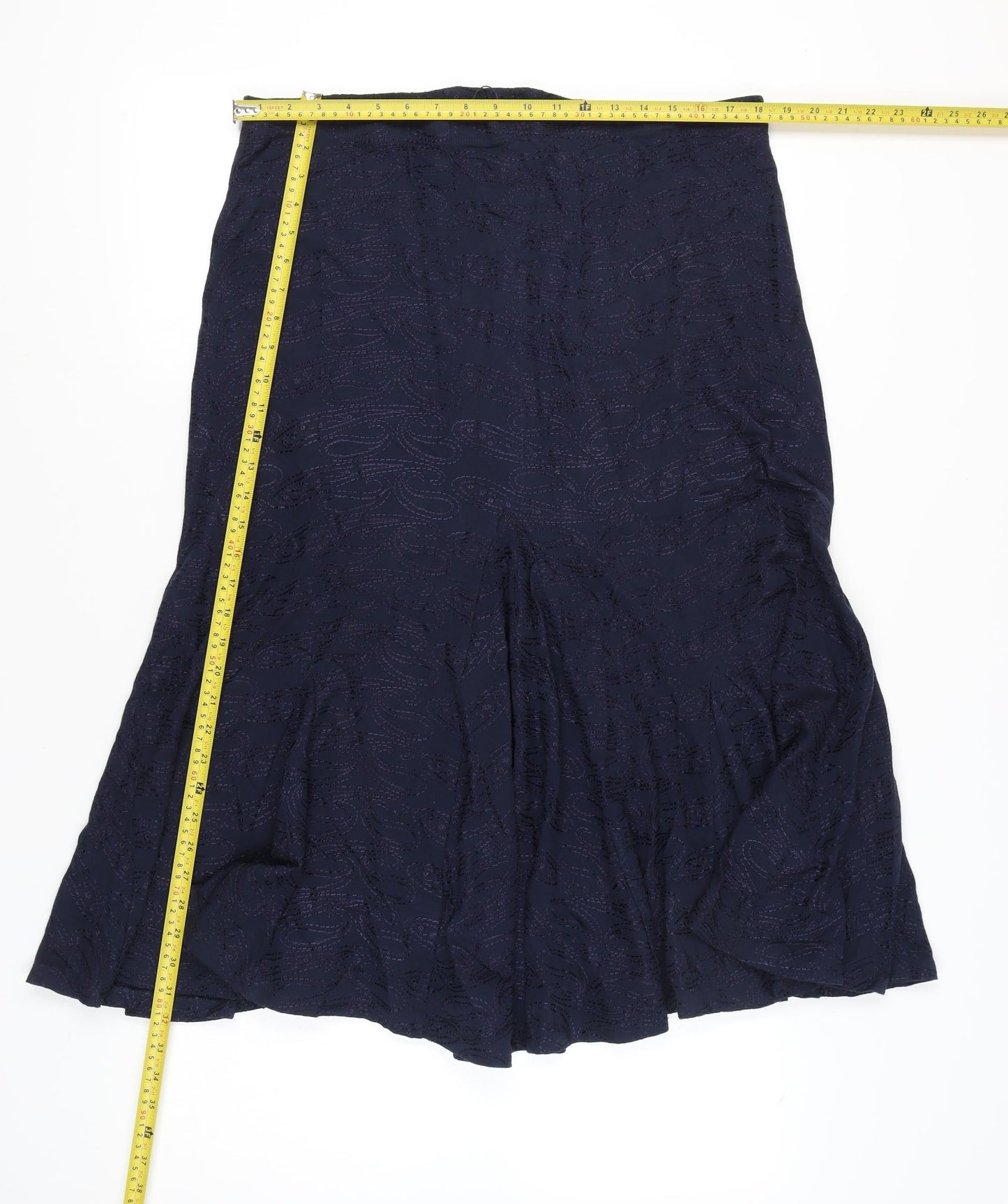 Dash Women’s Blue Midi Flare Skirt Size 14 Cotton Embroidered