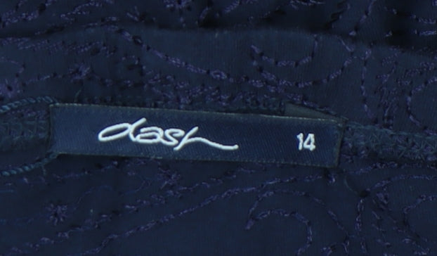 Dash Women’s Blue Midi Flare Skirt Size 14 Cotton Embroidered