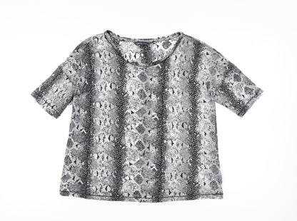 Marks and Spencer Women’s Grey Animal Print Short Sleeve T-Shirt Size 14