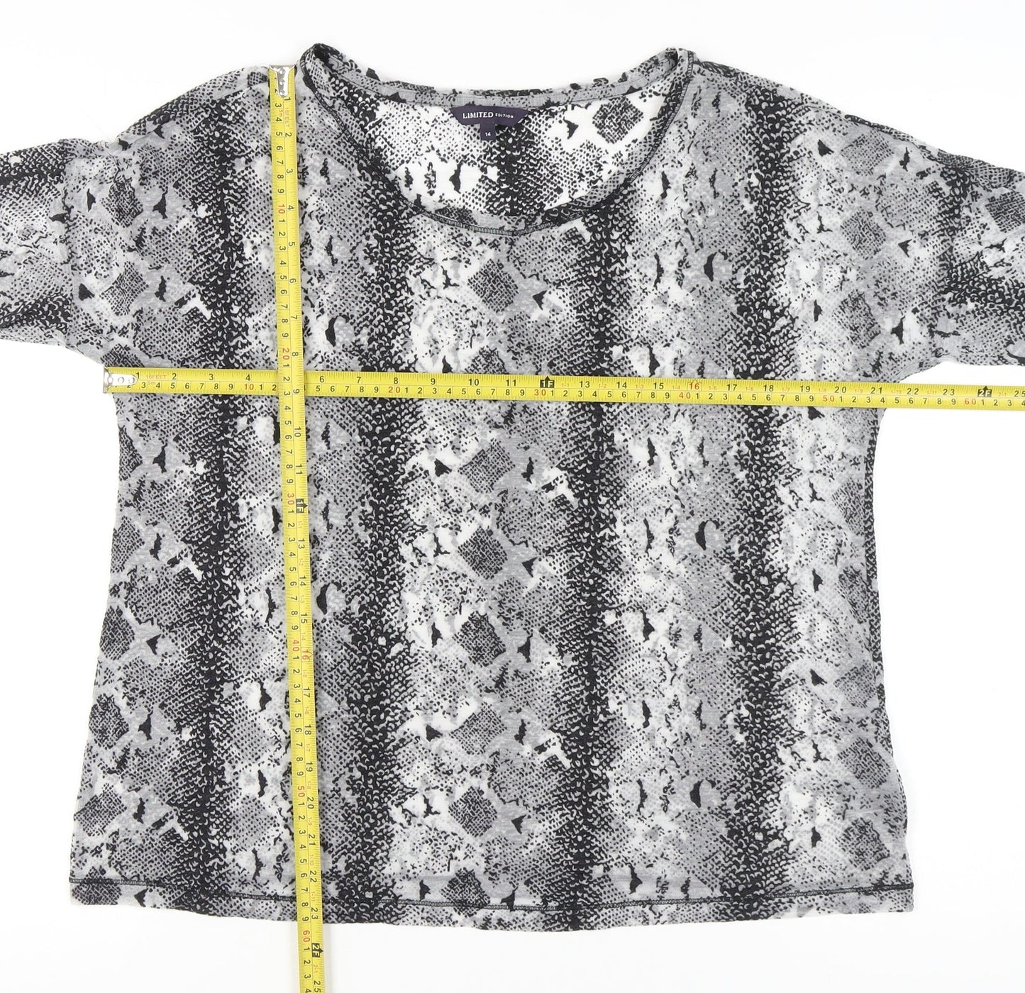 Marks and Spencer Women’s Grey Animal Print Short Sleeve T-Shirt Size 14