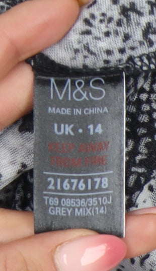 Marks and Spencer Women’s Grey Animal Print Short Sleeve T-Shirt Size 14