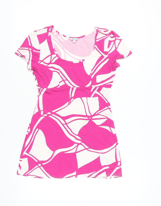 M&Co Women’s Pink Geometric Print Jersey T-Shirt Size 14