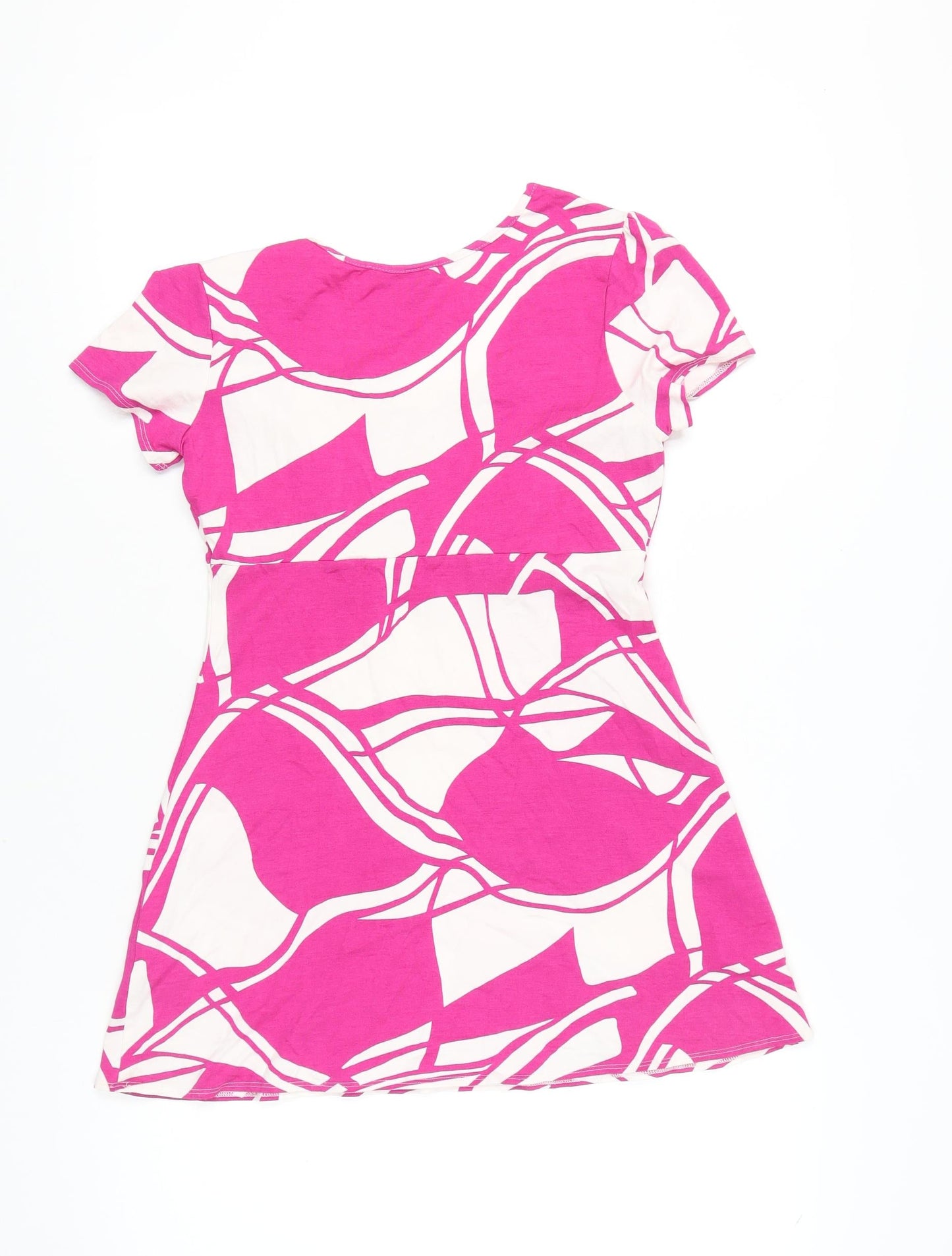 M&Co Women’s Pink Geometric Print Jersey T-Shirt Size 14