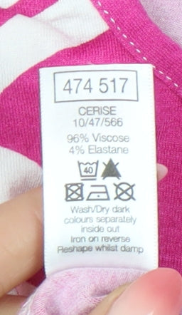 M&Co Women’s Pink Geometric Print Jersey T-Shirt Size 14