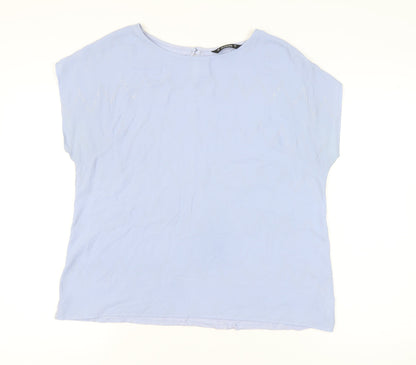 Dunnes Women’s Blue Boat Neck Short Sleeve Blouse L Regular Fit