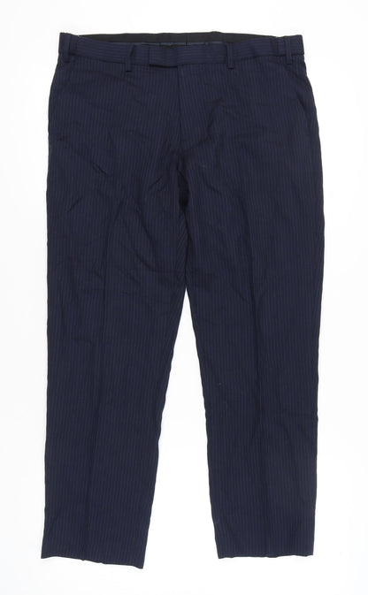 Womens UK Size 36 Marks and Spencer Regular Fit Dress Pants Blue Trousers
