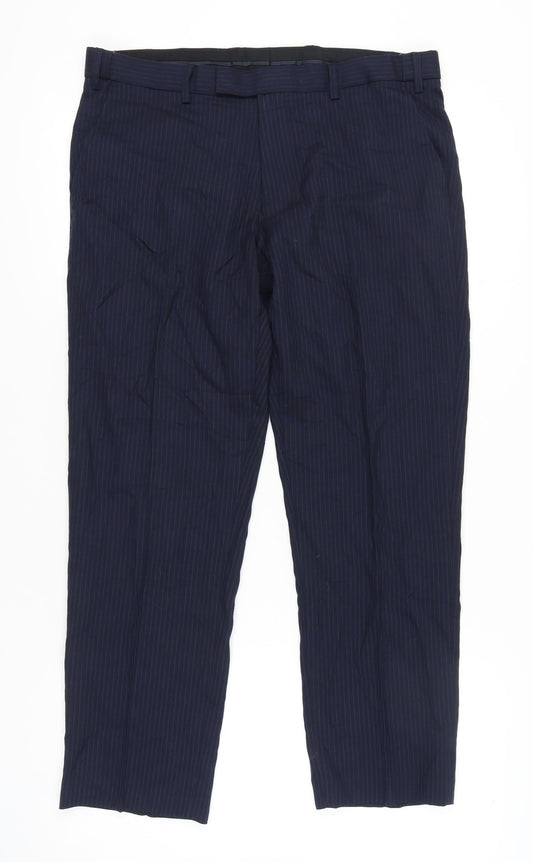 Womens UK Size 36 Marks and Spencer Regular Fit Dress Pants Blue Trousers