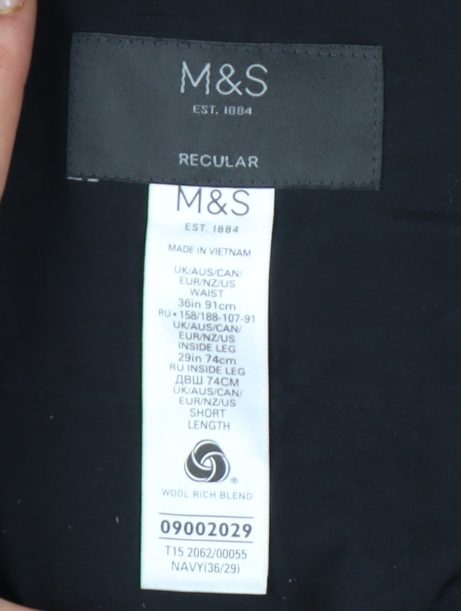 Womens UK Size 36 Marks and Spencer Regular Fit Dress Pants Blue Trousers