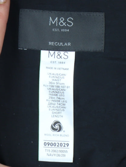 Womens UK Size 36 Marks and Spencer Regular Fit Dress Pants Blue Trousers