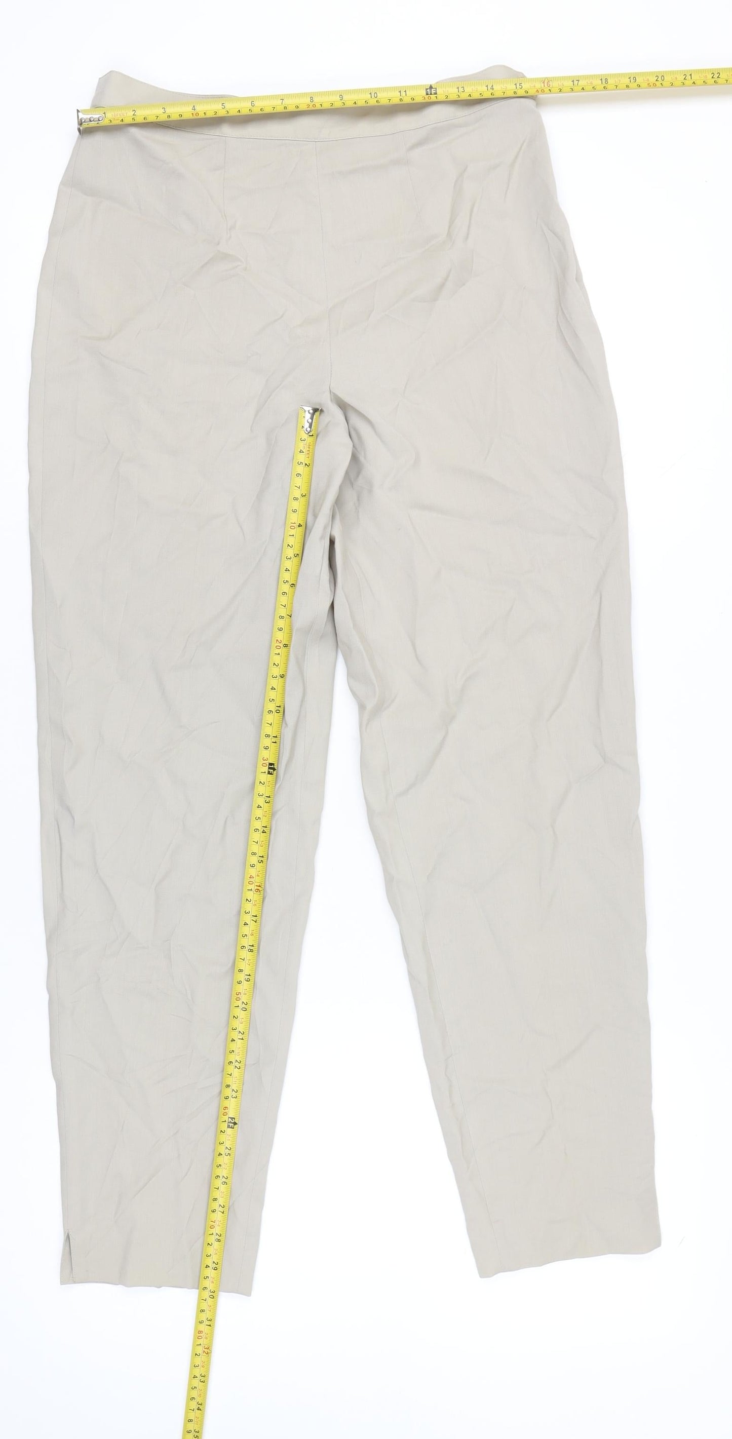 L. Pucci Women's Beige Wool Straight Leg Trousers Size 20