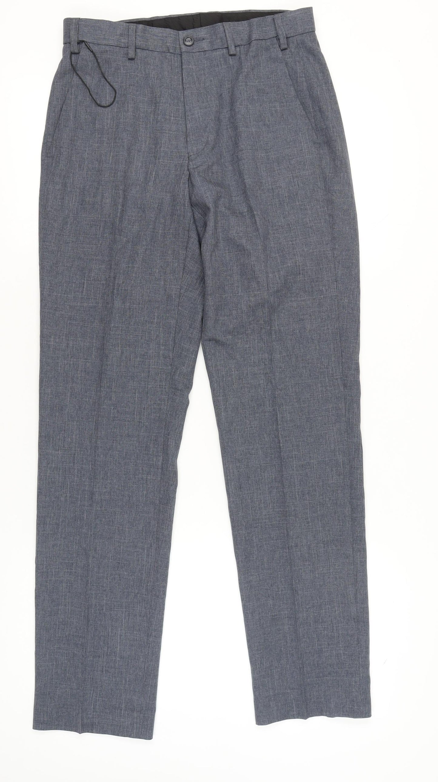 Marks and Spencer Men’s Blue Regular Fit Chambray Trousers 30W 33L Business
