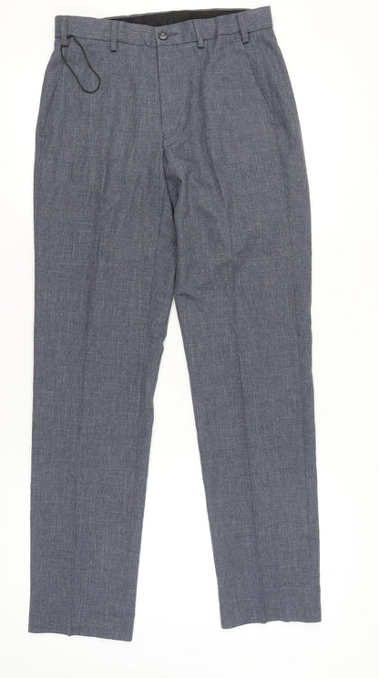 Marks and Spencer Men’s Blue Regular Fit Chambray Trousers 30W 33L Business